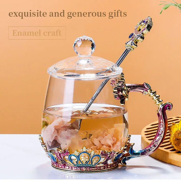 ZISI Специальное предложение в европейском стиле стеклянная чашка с эмалью для чая