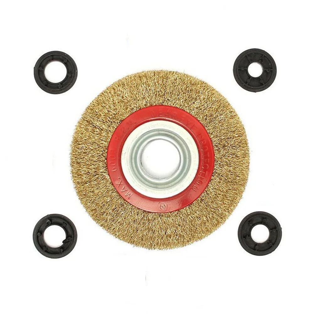 

100mm Brush 1pc Wheel 4pcs Adaptor Rings Fine For Bench Grinder Polishing