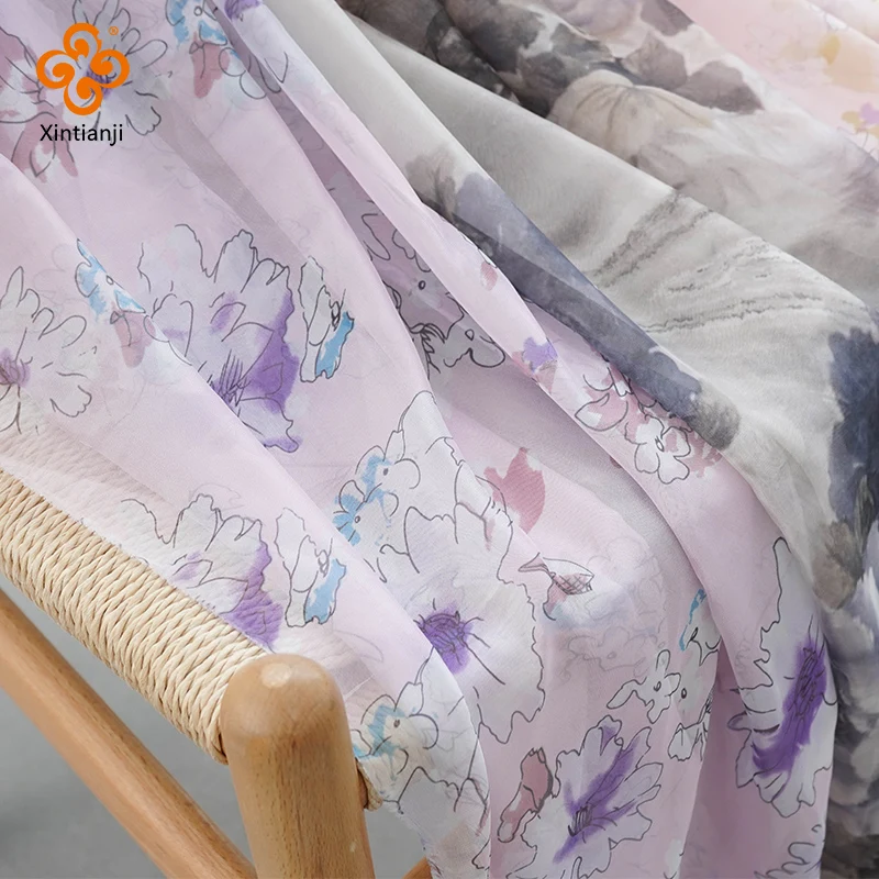 Шифоновый Тонкий цветочный зеленый тканевый шарф для платья с классическим