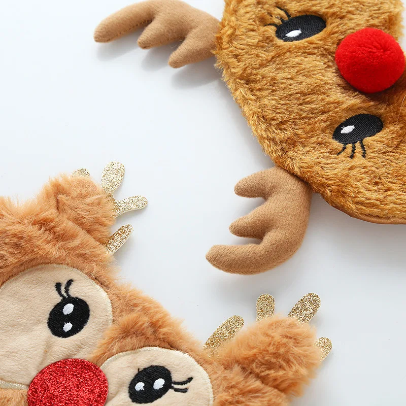 Кавайная Рождественская плюшевая маска для глаз с олененком мультяшная сна