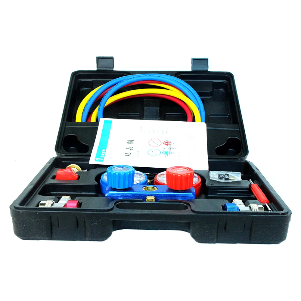 

Auto Air Conditioning Leak Detection Repair Tool Car Conditioning Fluoride Table Refrigerant Pressure Gauge Double Gauge Valve