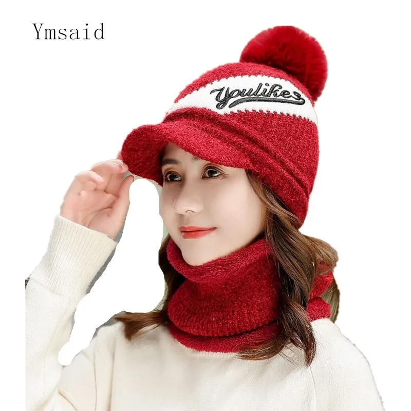 Зимняя шапка Skullies Beanies, модные шапки для женщин и девочек, теплый шарф из синели, набор шапок, Балаклава, маска, шапка, вязаная шапка