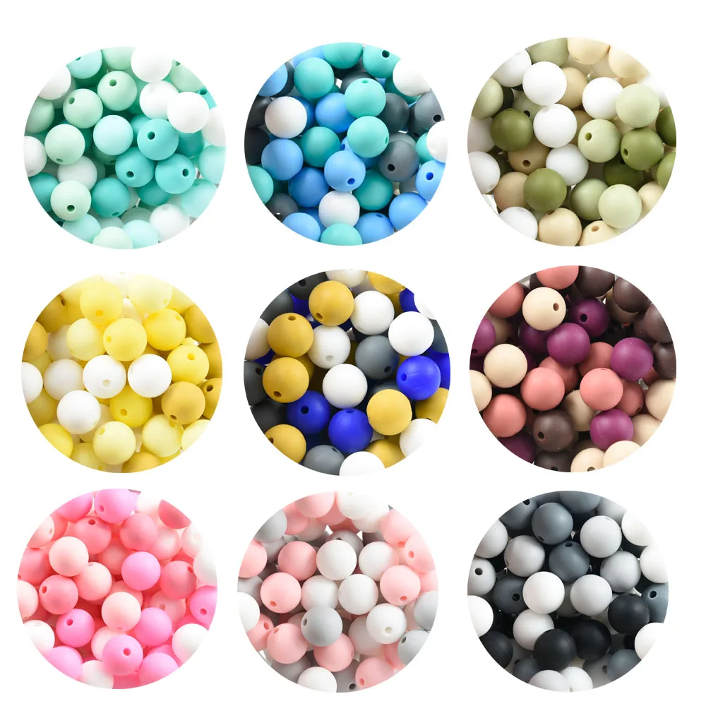 

500/1000 шт., круглые силиконовые бусины, 12 мм