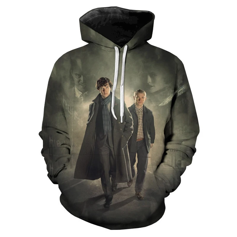 Новые толстовки с 3D принтом Sherlock для мужчин и женщин модные осенние свитшоты в