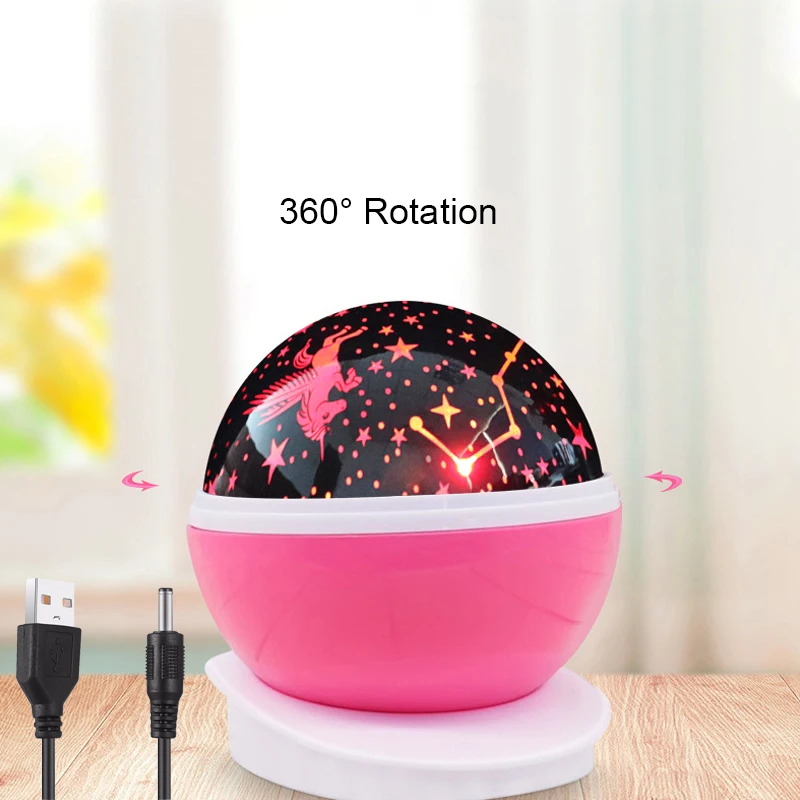 RGB Светодиодный проекционный светильник Единорог USB на батарейках ночной Светильник для детей Детский подарок спальный светильник для спальни прикроватная настольная лампа
