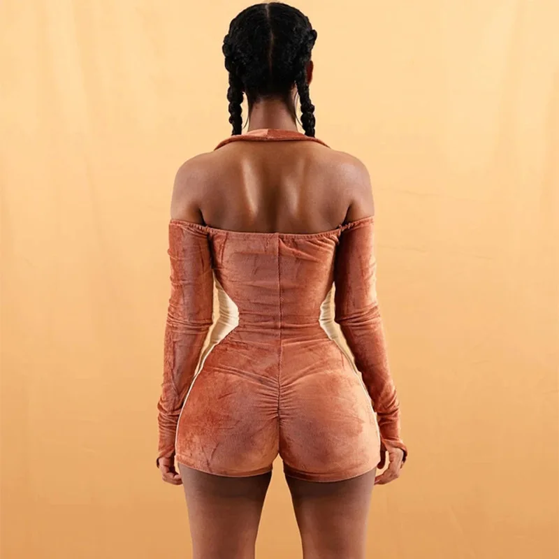 LUCKYFRIDAYF Sexy Stitching Letters Zipper Push Up Women Bodysuit Combinaison Femme Jumpsuit Spodenki Damskie Vetement Femme L