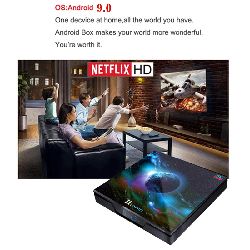 Приставка Смарт-ТВ H10 Pro Android 9 0 ТВ-приставка 2 4G 5G WiFi 6K медиаплеер (4 + 32 ГБ) |