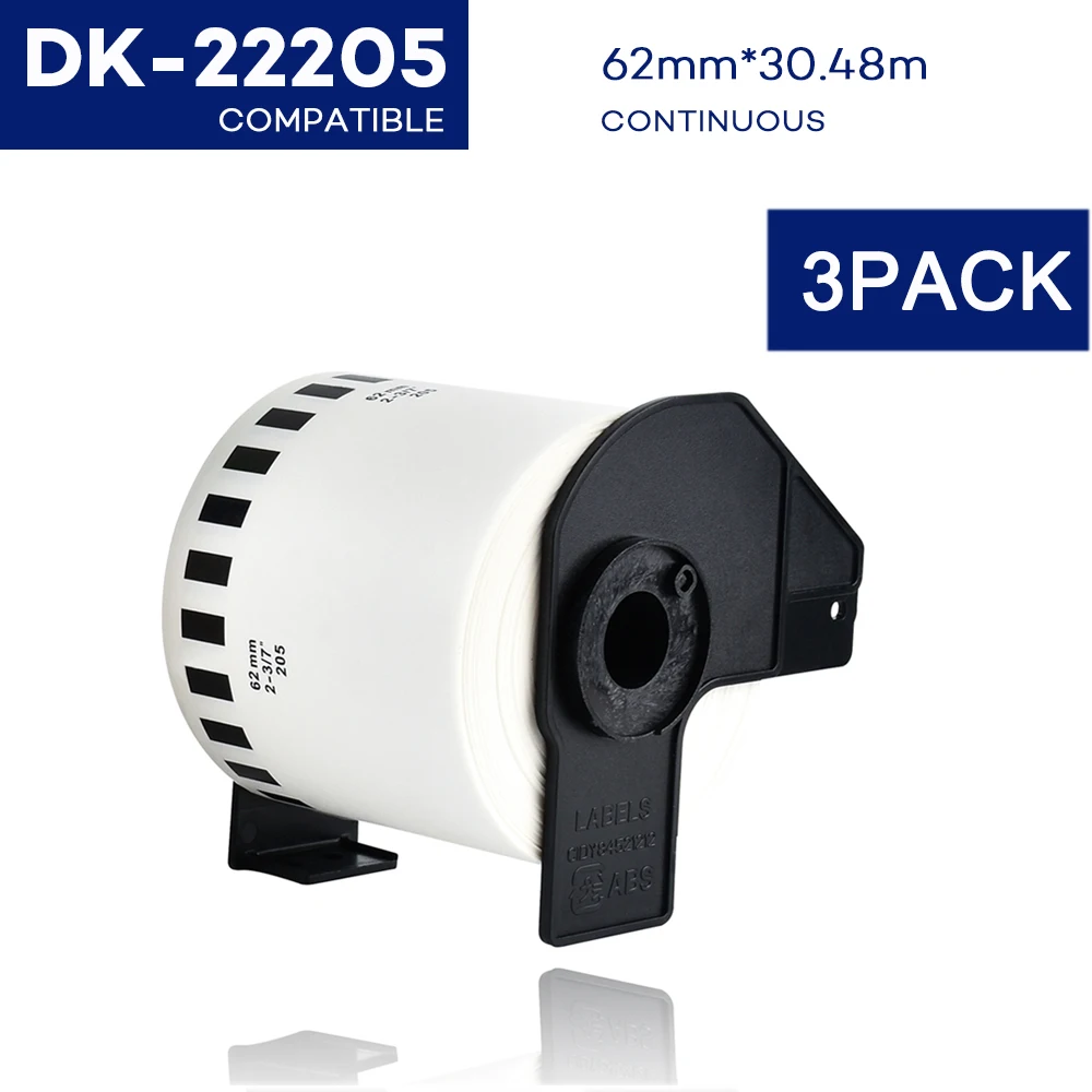 Термобумага 3 рулона белая термобумага DK22205 62 мм * 30 48 м |