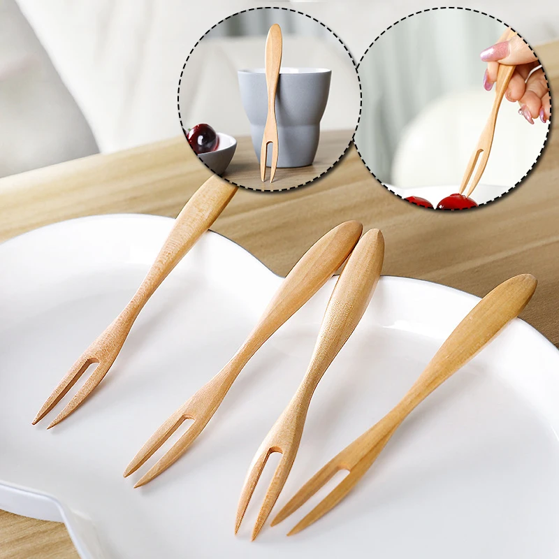 5 шт. одноразовые бамбуковые вилки для фруктов | Дом и сад