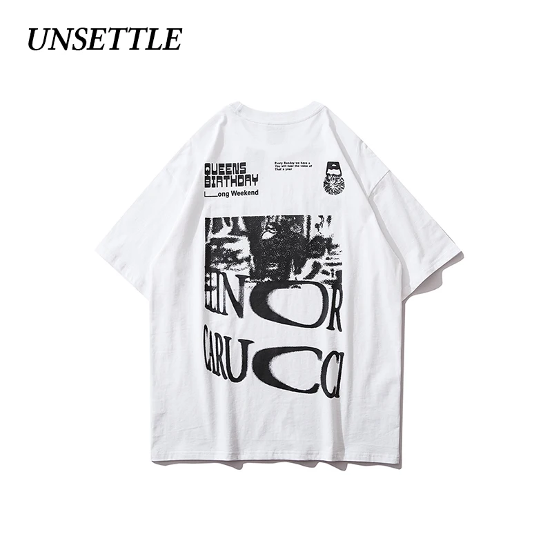 UNSETTLE Мужская/Женская футболка в стиле Харадзюку модная уличная хип-хоп с принтом