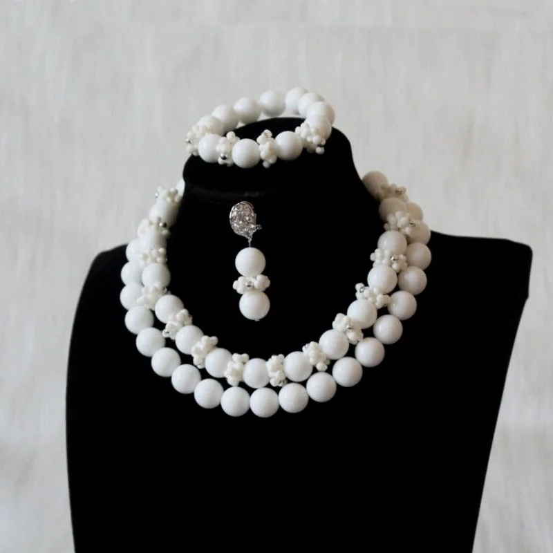 4UJewelry Свадебный комплект ювелирных изделий для африканских женщин белый