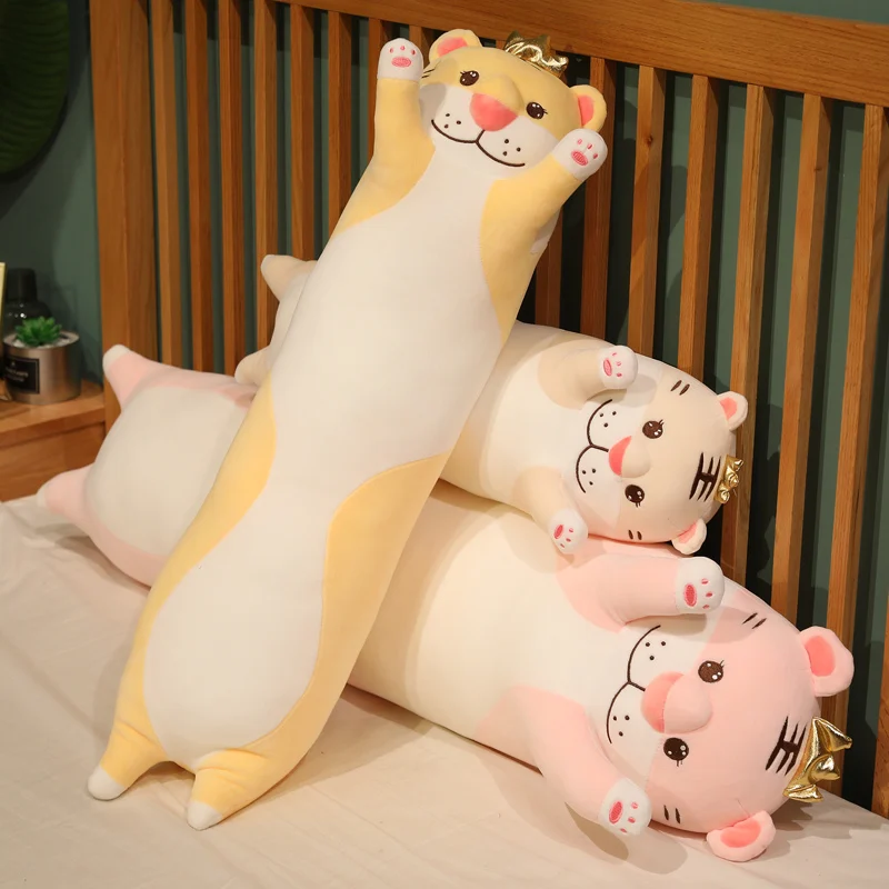 

Tiger plush toy doll sleeping pillow rag to accompany sleep with birthday gift for girls to stay soft long strip large size cute