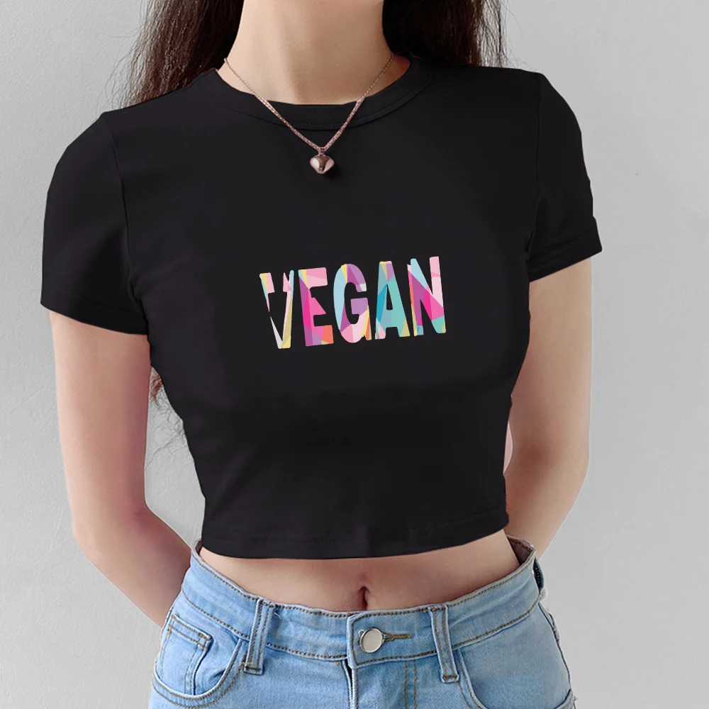 

Женский хлопковый укороченный топ с коротким рукавом и круглым вырезом