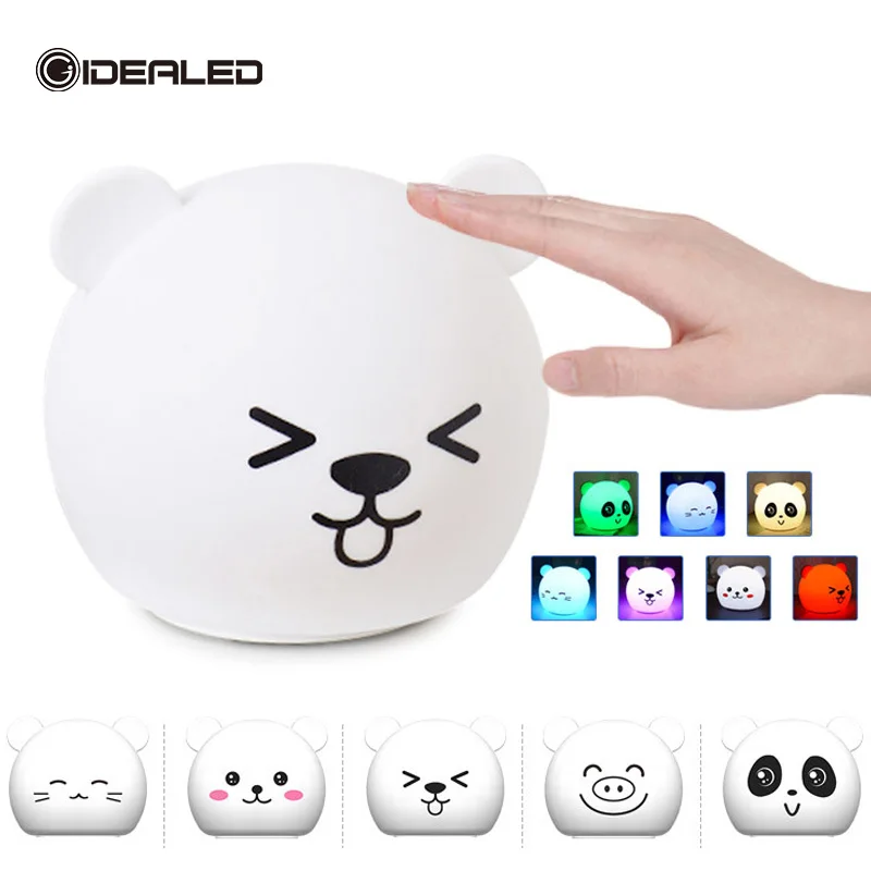 

LED night lights Silicone night light customized usb charging bedside panda lamp cartoon touch sensitive atmosphere lamp