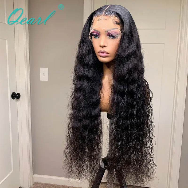 

Deep Curly Human Hair Lace Front Wig for Black Women 13x4 Thick Density 300% 250% Glueless Remy Hair Frontal Wigs 30"32" Qearl