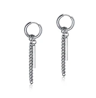 simple punk stainless steel chain tassels hoop earrings for man trendy ear jewelry gift drop shipping