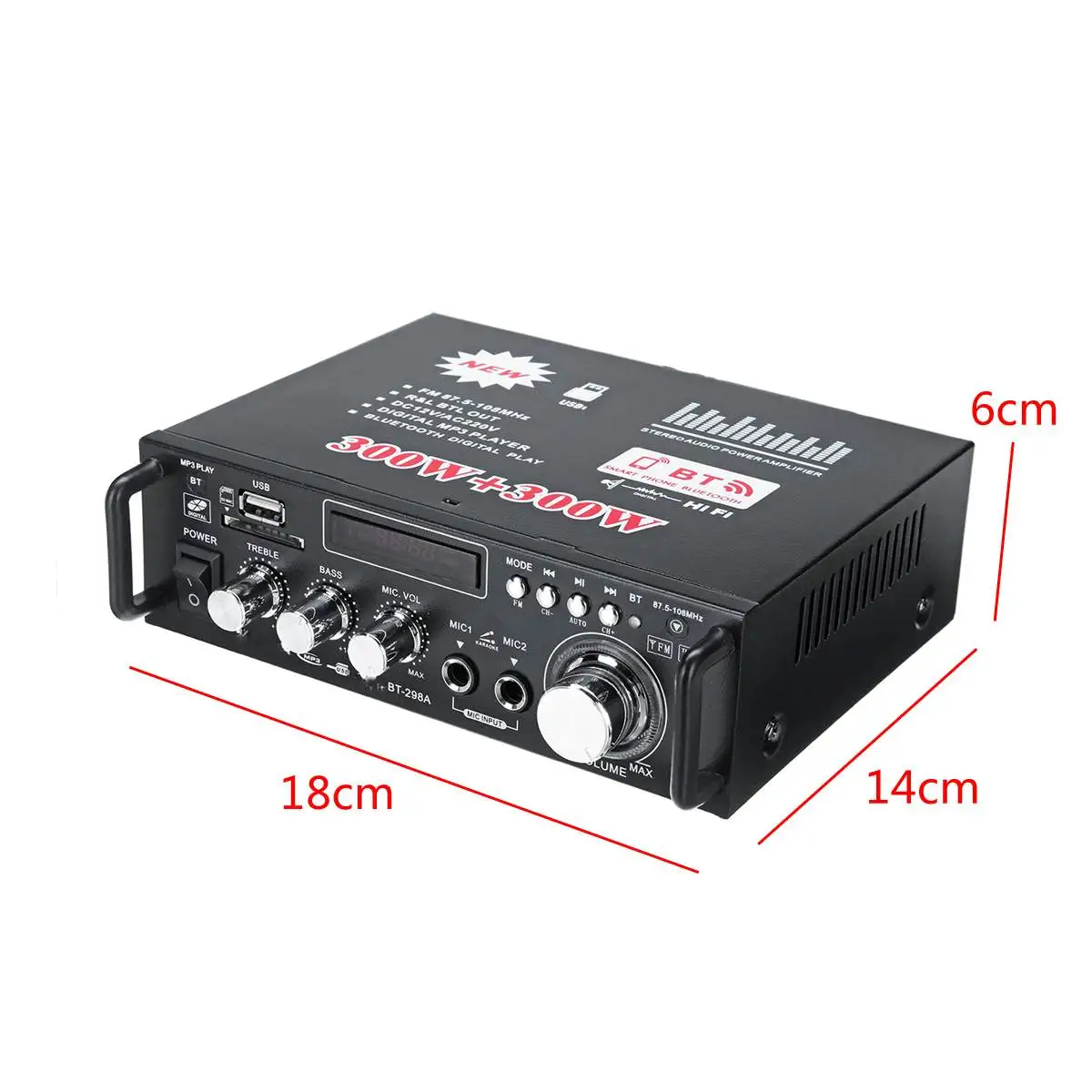 

600W Home Amplifiers bluetooth Audio Power Amplifier Subwoofer HIFI Home Theater Amplifiers Sound Speaker LED Car Amplificador