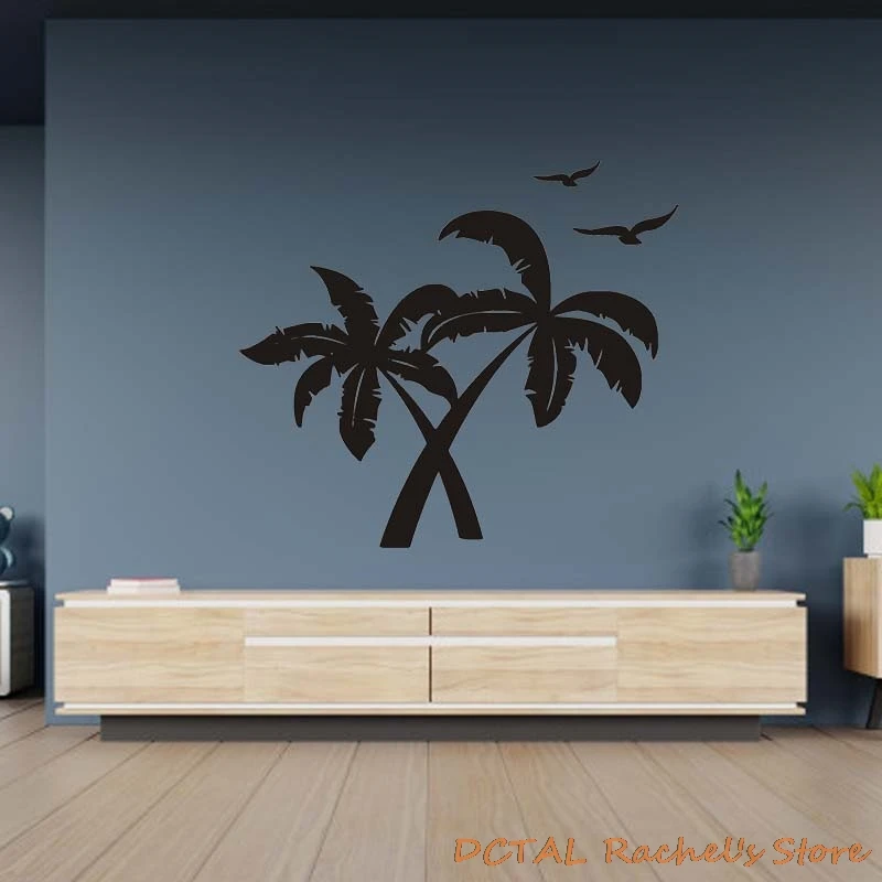 Surf тропический остров Стикеры пальмовые силуэты Чайка птичка для домашнего