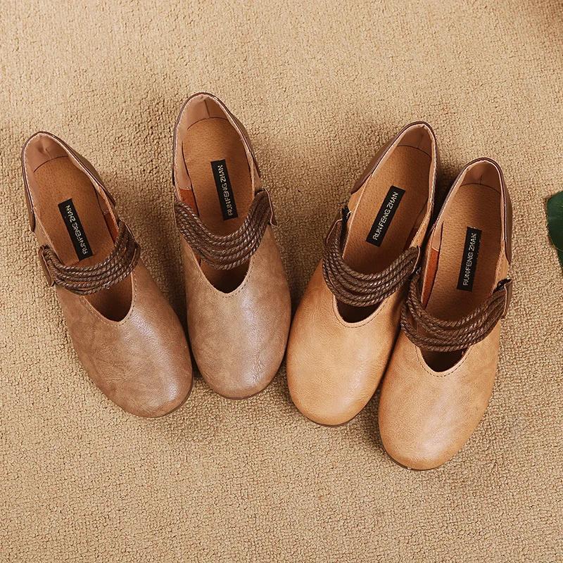 

Mary Jane Flats, Sweet Vintage Flat Shoes in Ethnic Style, Casual Round-toe Shoes