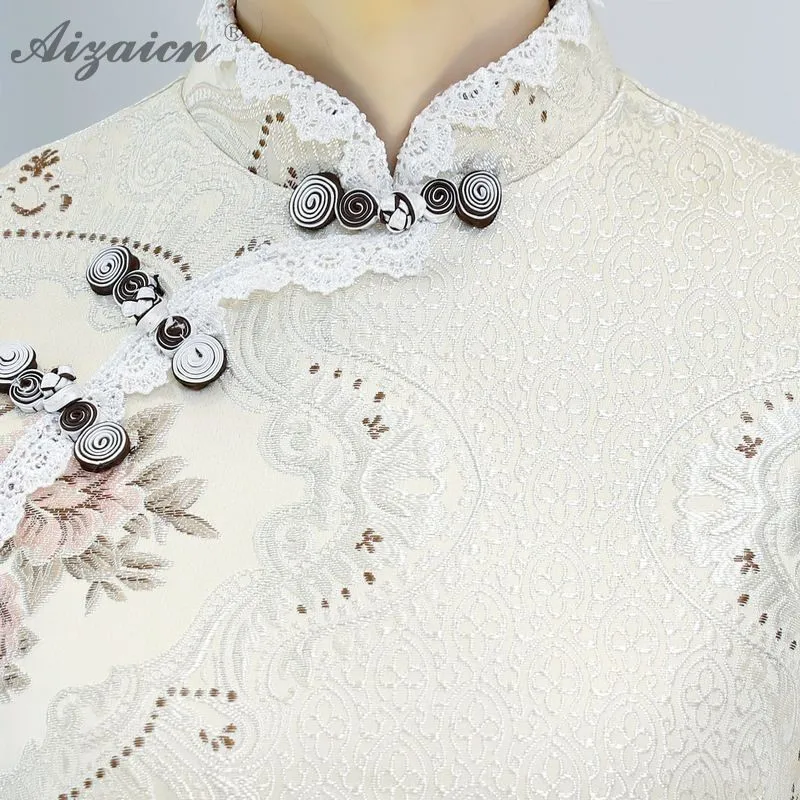 Высококлассное жаккардовое переплетение Cheongsam китайское модное китайское традиционное платье Qi Pao Восточный стиль платья с вышивкой Qipao зима