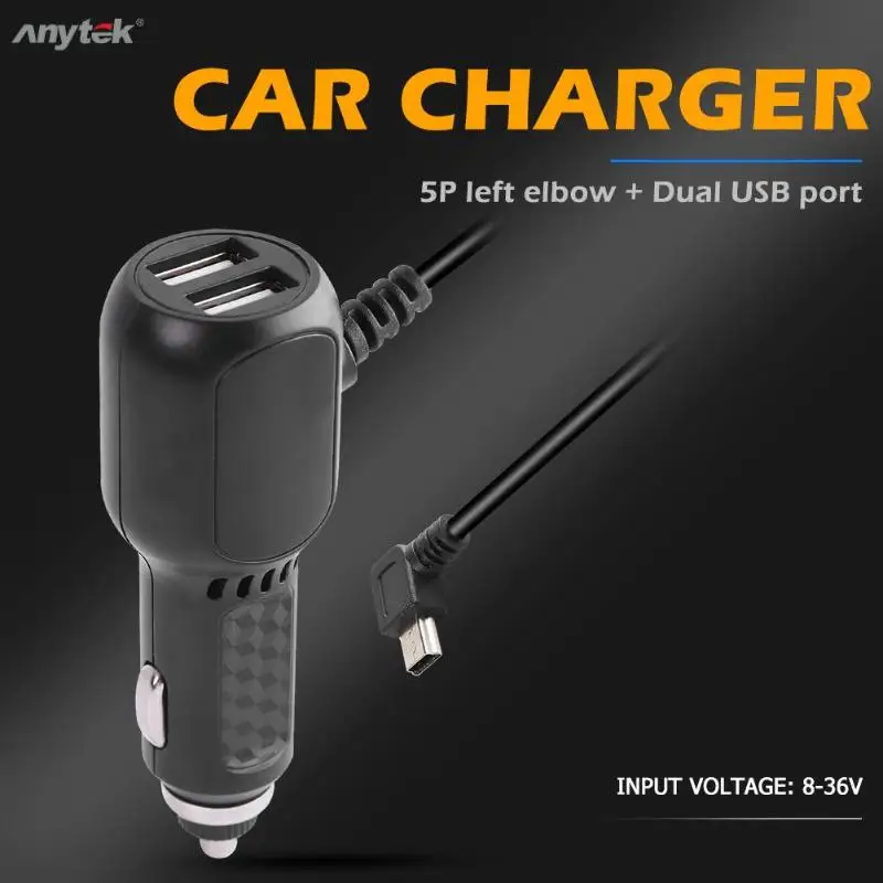 Anytek 3 5 метр 5V 3A изогнутое мини USB Автомобильное зарядное устройство с 2 usb-портом