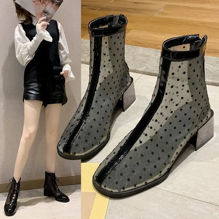 2019 г. женские ботинки из PU искусственной кожи с сеткой дышащие летние новые