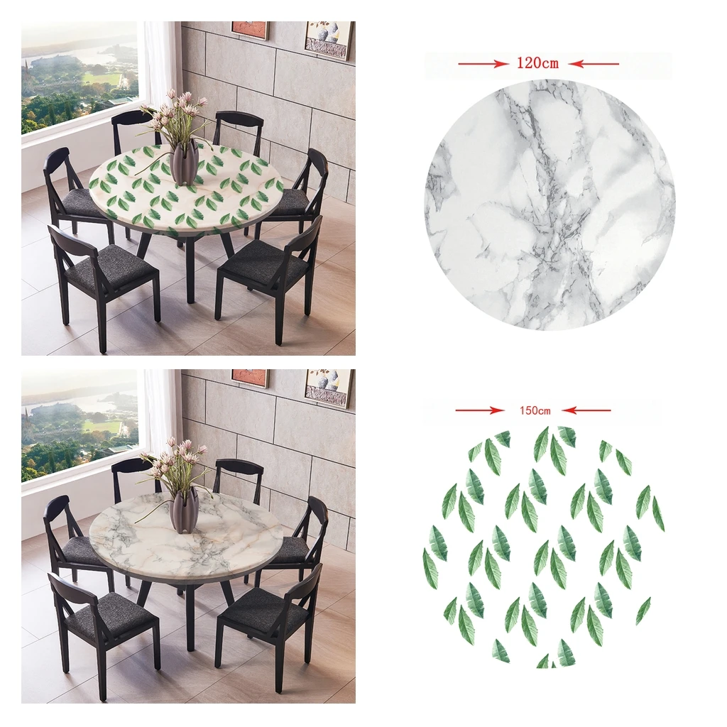 

Set Of 2 Non-Slip Tablecloth Round Table Cover Cloth Home Decor 48'' 60''