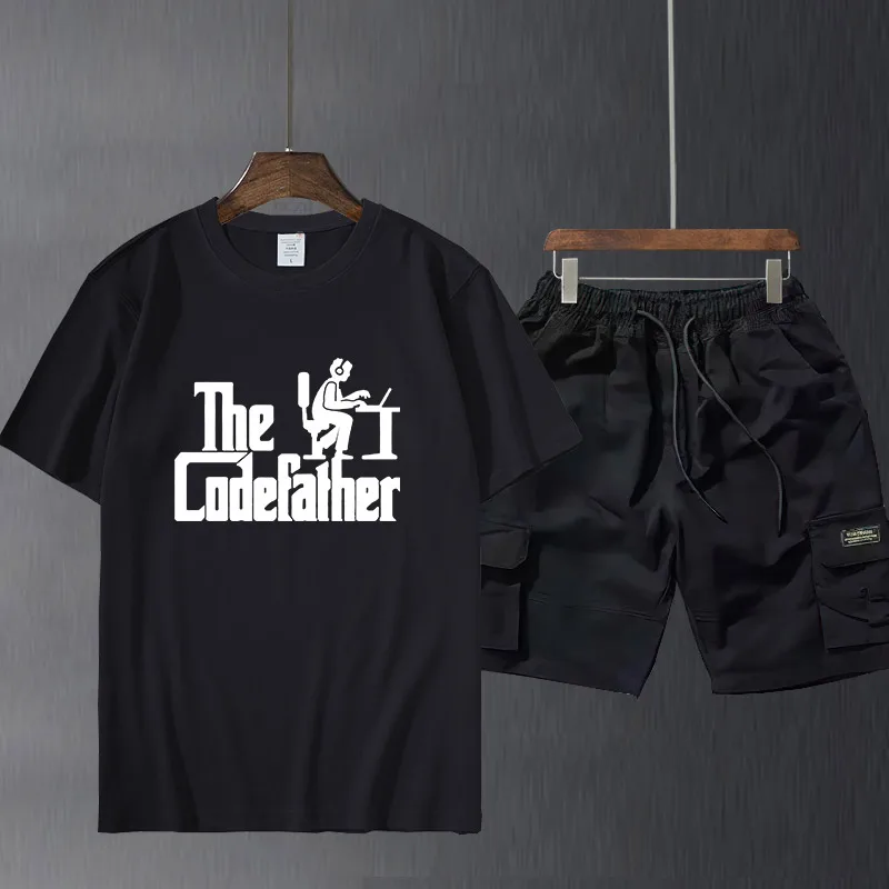 

Men's short sleeve suit pants Codefather Programmer Developer Programming T-shirt Cotton Short Sleeve Geek Nerd Computer Code