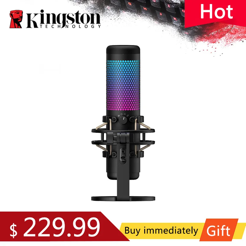 Профессиональный электронный спортивный микрофон Kingston HyperX QuadCast S для компьютера