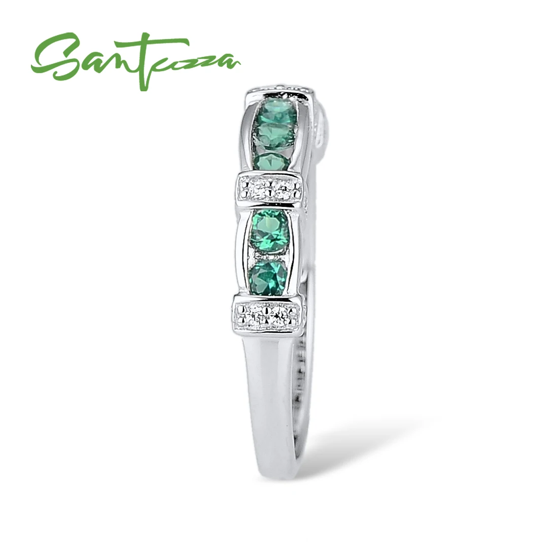 SANTUZZA серебряное кольцо для женщин, 925 пробы, серебряное модное круглое кольцо для женщин, кольцо с кубическим цирконием, вечерние ювелирные изделия