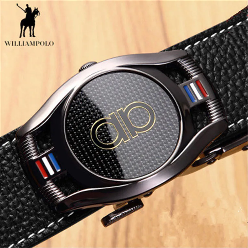 

Williampolo Famous Brand Belt Men Top Quality Genuine Luxury Leather Belts for Men Men's metal automatic buckle waistband cinto