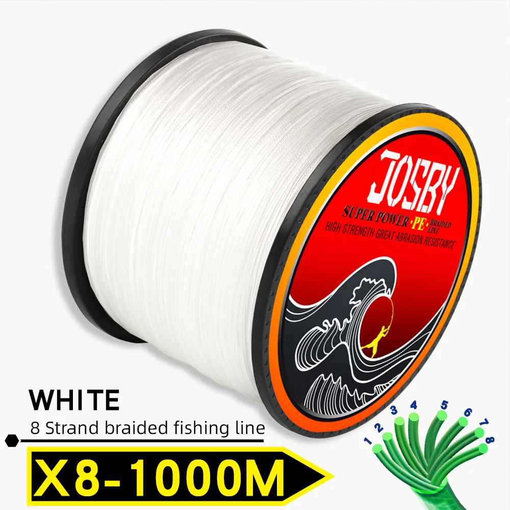X8-1000M-White JOSBY 300 м 500 м 1000 м 8 нитей 10-78LB PE плетеный рыболовный провод Multifilament очень прочный рыболовный линия ЯПОНИЯ разноцветный - Цвет: X8-1000M-White