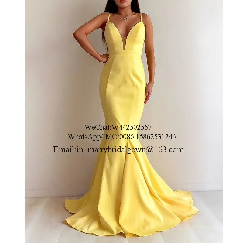 Женское длинное вечернее платье желтое плиссированное платье-Русалка для