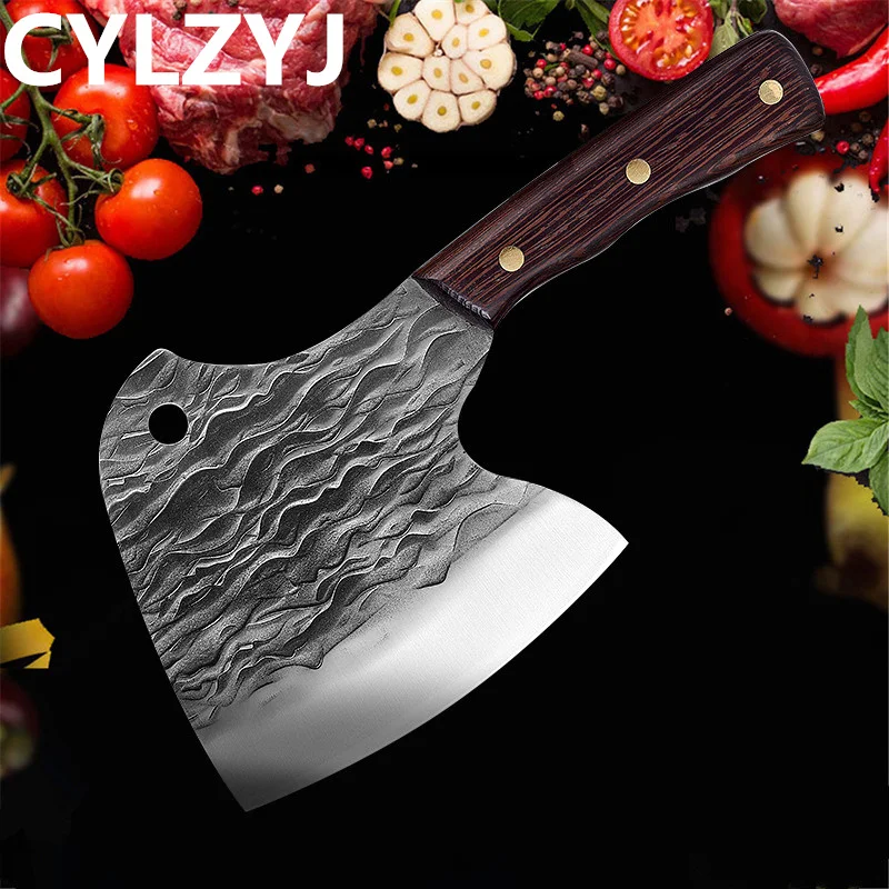 Полный острый топор Tang кухонный нож для костей выживания в кемпинге из