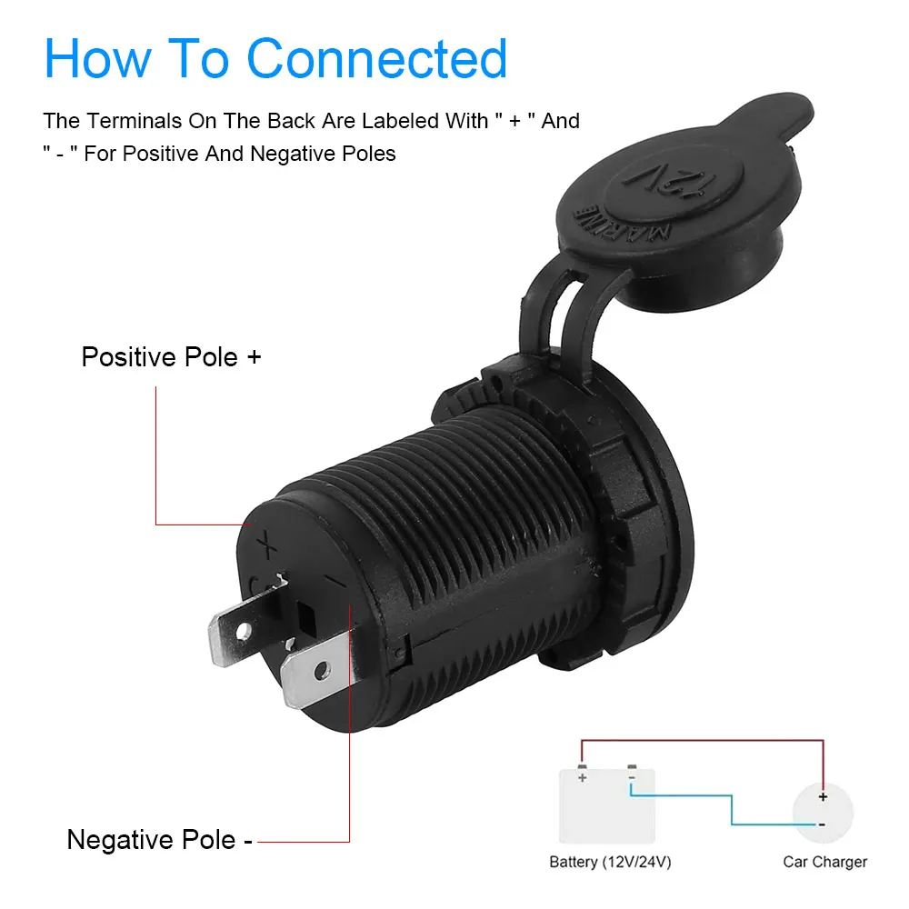 Розетка для автомобильного прикуривателя 12 24 в водонепроницаемый адаптер