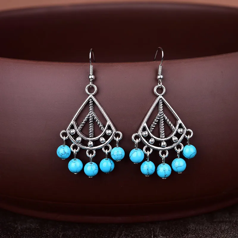 DIY 925 Серебряные ретро бирюзовые нефритовые бусы серьги Jadeite ювелирные изделия