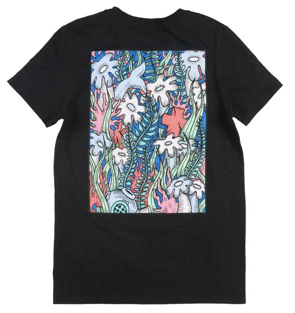 Розовый дельфин коралловый вид Футболка мужская черная уличная мода тройник NWT |