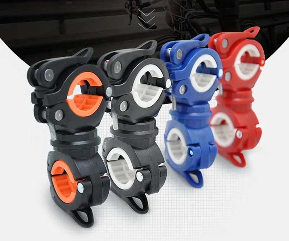 

360 Degree Cycling Clip Clamp Rotation Bike Flashlight Torch Mount LED Head Front Light Holder Clip Bicycle Accessories