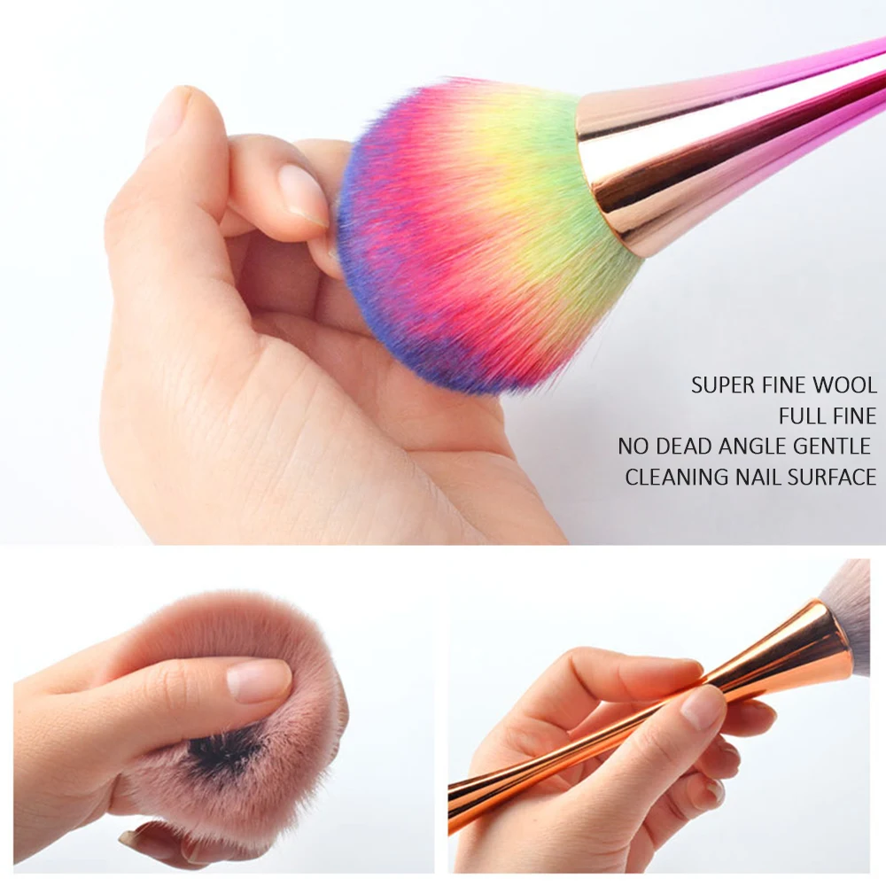 

1 pc /Set Nail Brush Kit Nail Brush Makeup Brush Powder Pink Rainbow Golden Professional Brushes Makeup Nail Art Dust Cleaning
