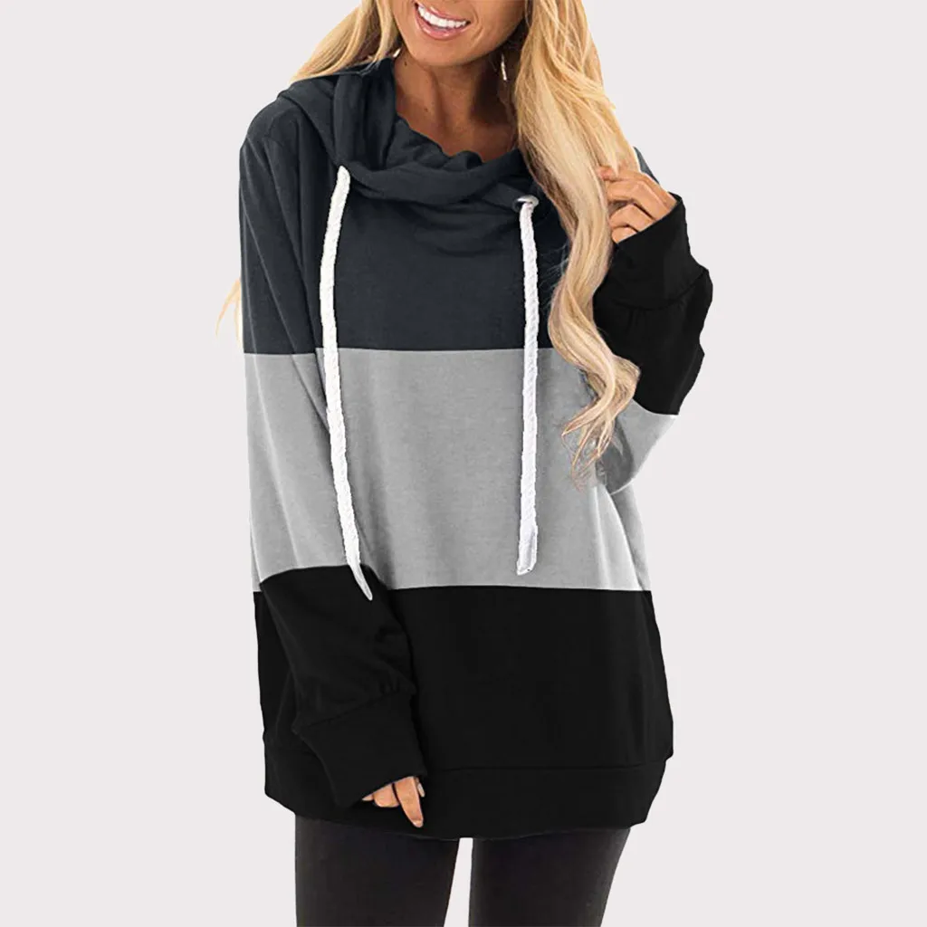 Женская толстовка с длинным рукавом капюшоном и высоким воротником | одежда