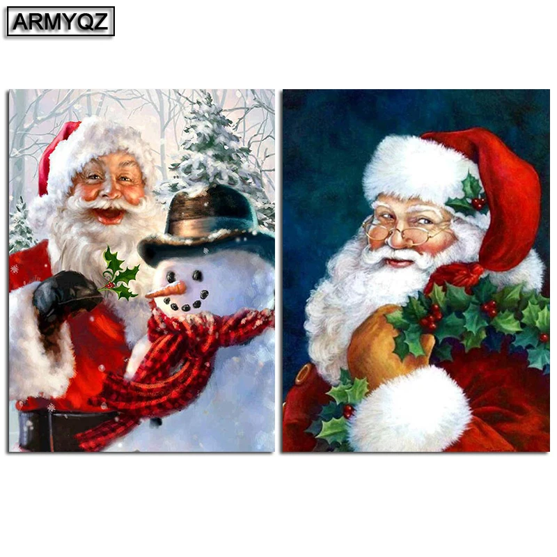 Сделай Сам Алмазная мозаика Рождественский Санта Снеговик рукоделие алмазная