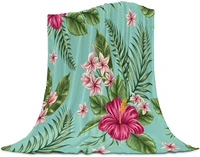 ultra soft flannel fleece bed blanket tropical flowers hibiscus throw blanket all season light weight cozy plush blankets