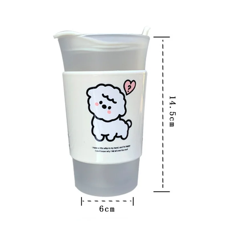 

400ml Cute Cartoon Alpaca Glasses with Lid Spoon Sealed Leak-proof Transparent Coffee Cup Portable Large-capacity Water Cup