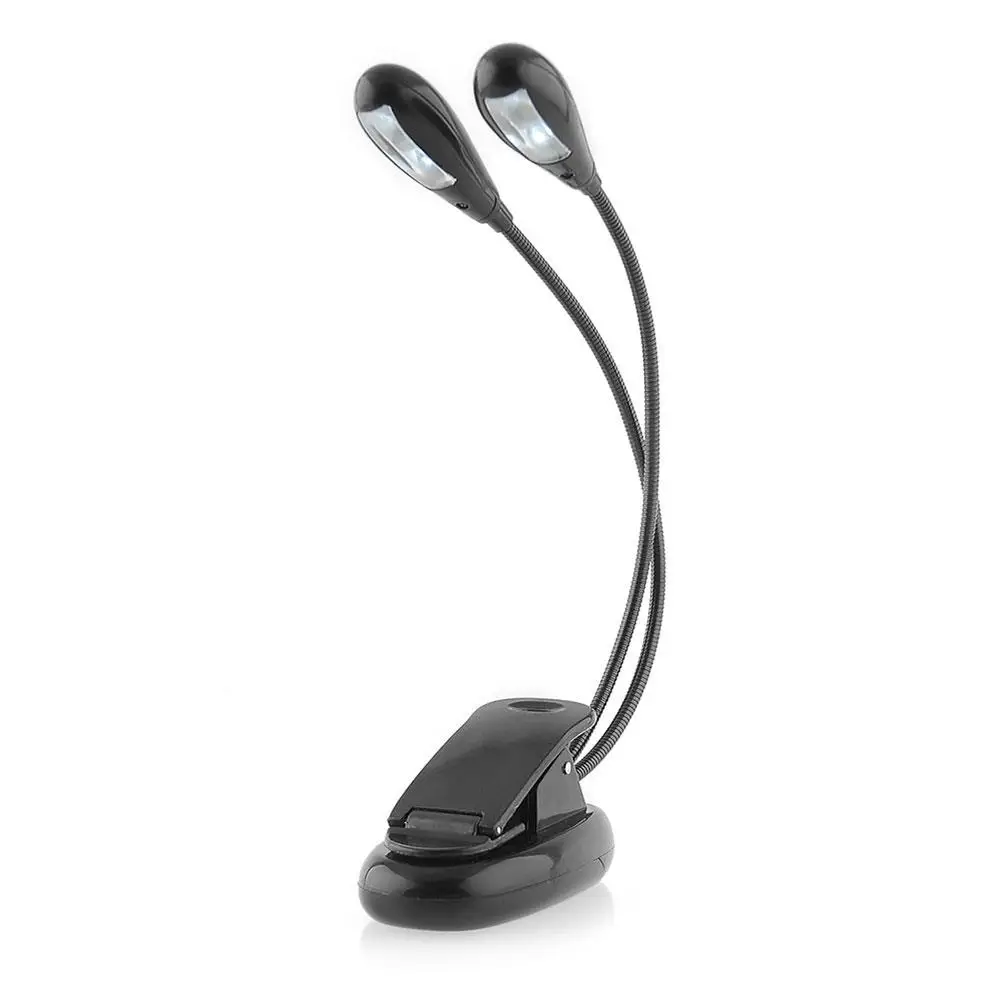 

Clip On 4 LED Double Lamp Flex Bright Battery Operated For Reading Study