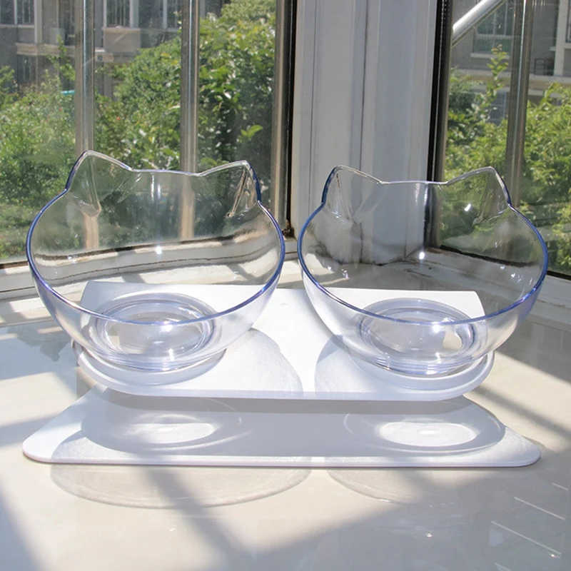 Прозрачная Регулируемая миска для кормления кошек регулируемая подставка под