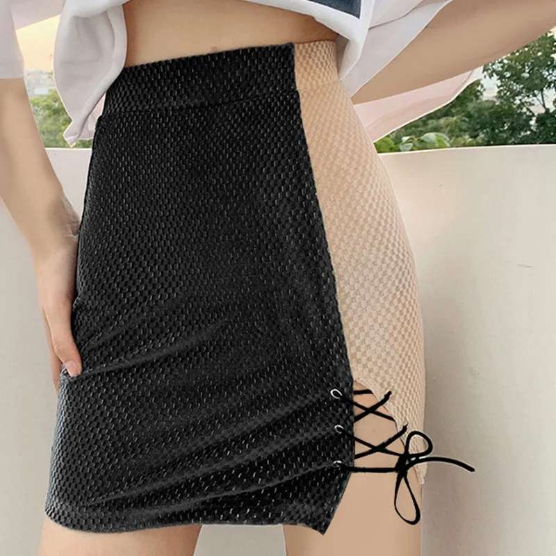 

Fashion Punk Splicing Mini Skirt Summer Street Harajuku Casual Short Skirt Activity Party Club Bandage Skirts