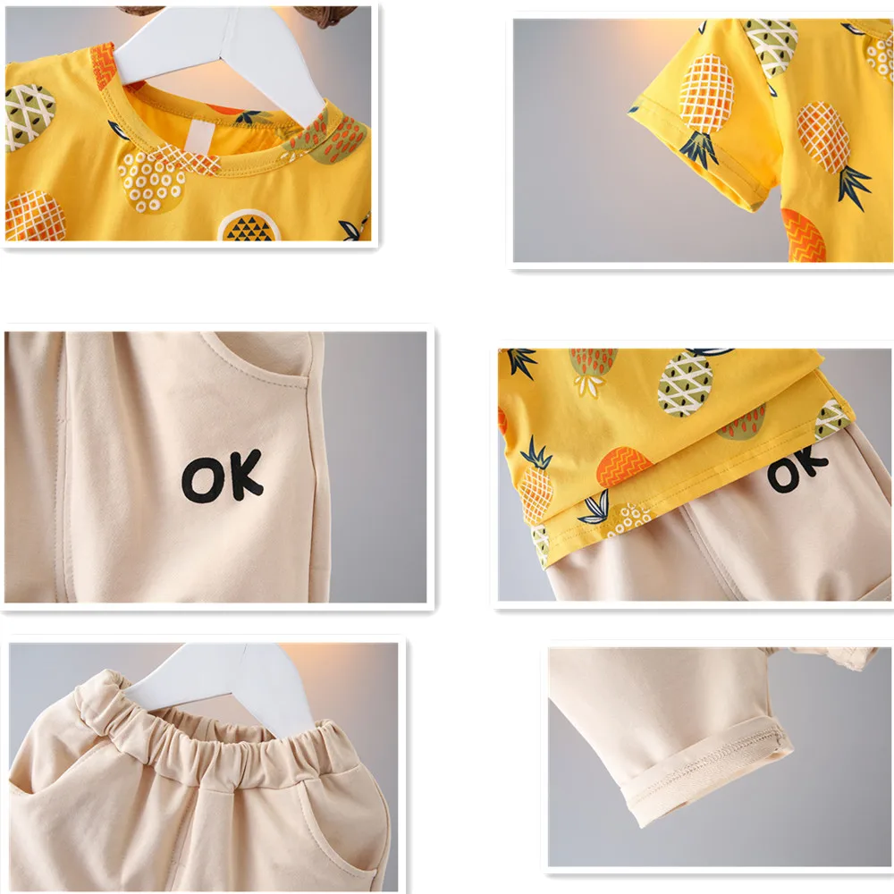 

12M-8T Boy Summer Clothing Set 2020 New Baby Boy Fashion High Quality Two Pieces Suit Casual O-neck Short Sleeve Printed Clothes