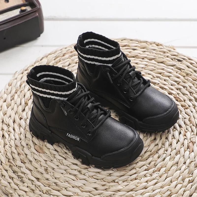 Модные кроссовки зимние ботинки Ботинки martin для мальчиков и девочек сетчатые