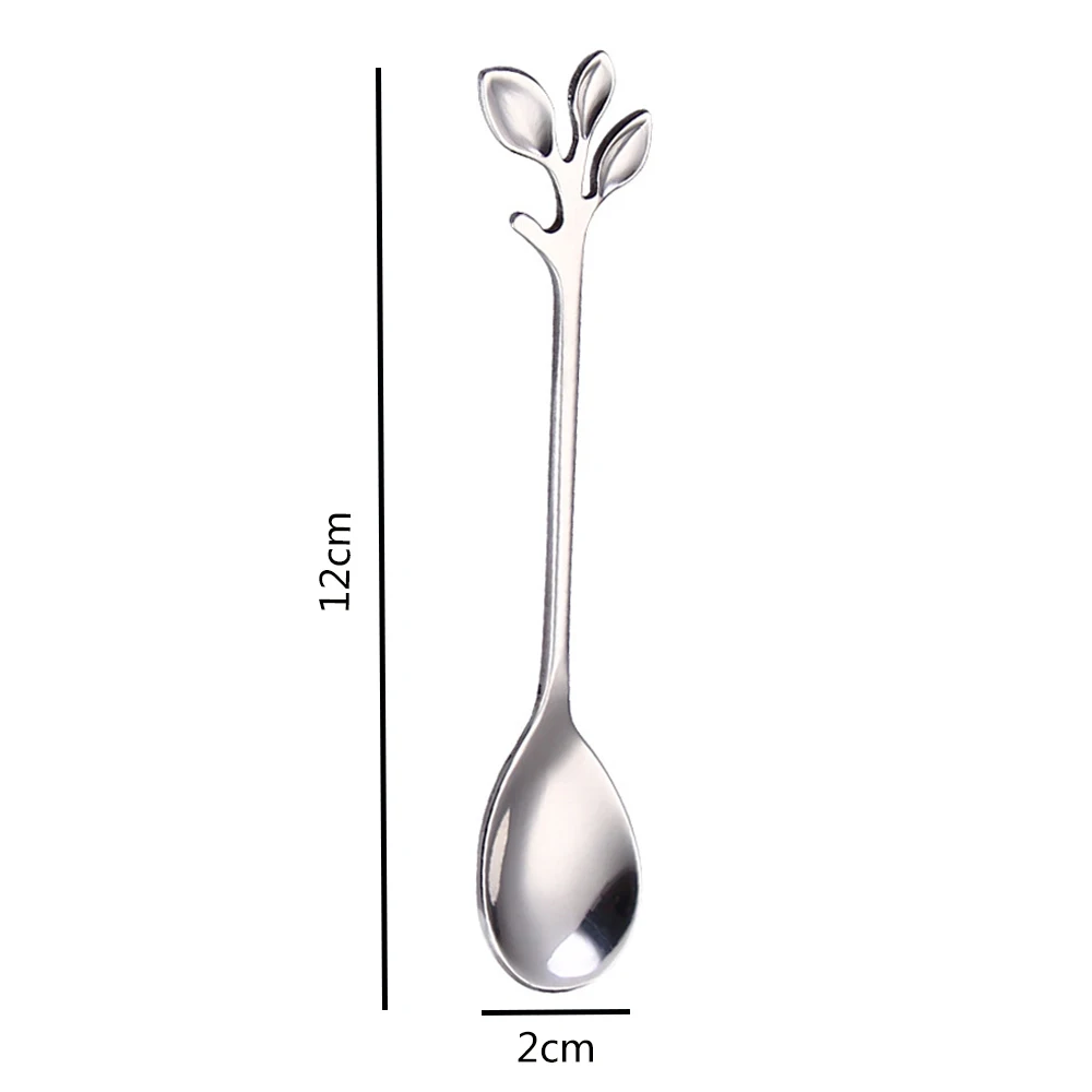 

1PC Mini Dessert Spoon Vintage Branch Leaves Spoon Small Coffee Spoon Royal Style Flatware for Snacks Kitchen Dining Bar