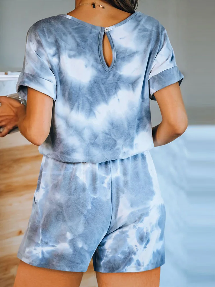 Летняя женская Свободная Пижама большого размера с круглым вырезом и коротким